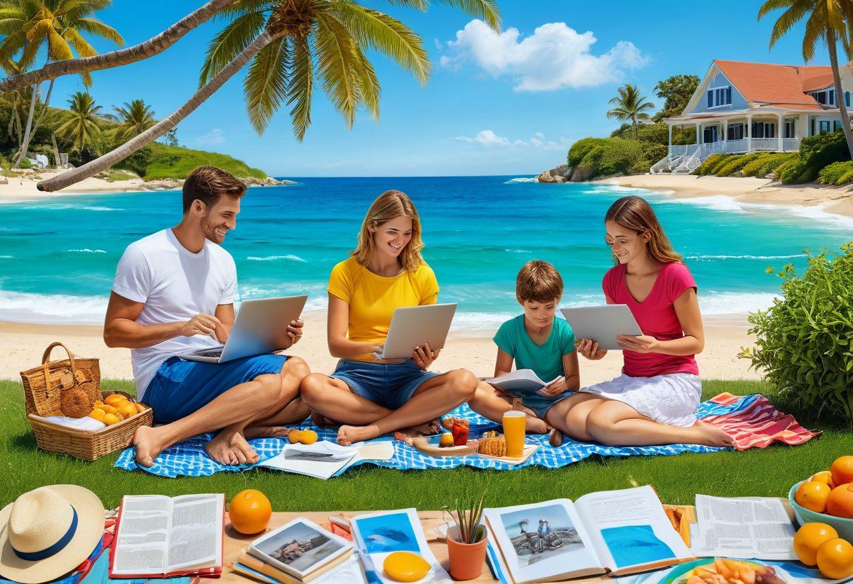 A vibrant collage illustrating diverse life aspects: a family enjoying a picnic, a young professional working remotely at a beach, an elderly couple gardening, and a student studying with books scattered around. Each scene radiates positivity, interconnected by flowing lines symbolizing protection and coverage. Bright, cheerful colors to represent the variety of life experiences. super-realistic. vibrant colors. 3D.